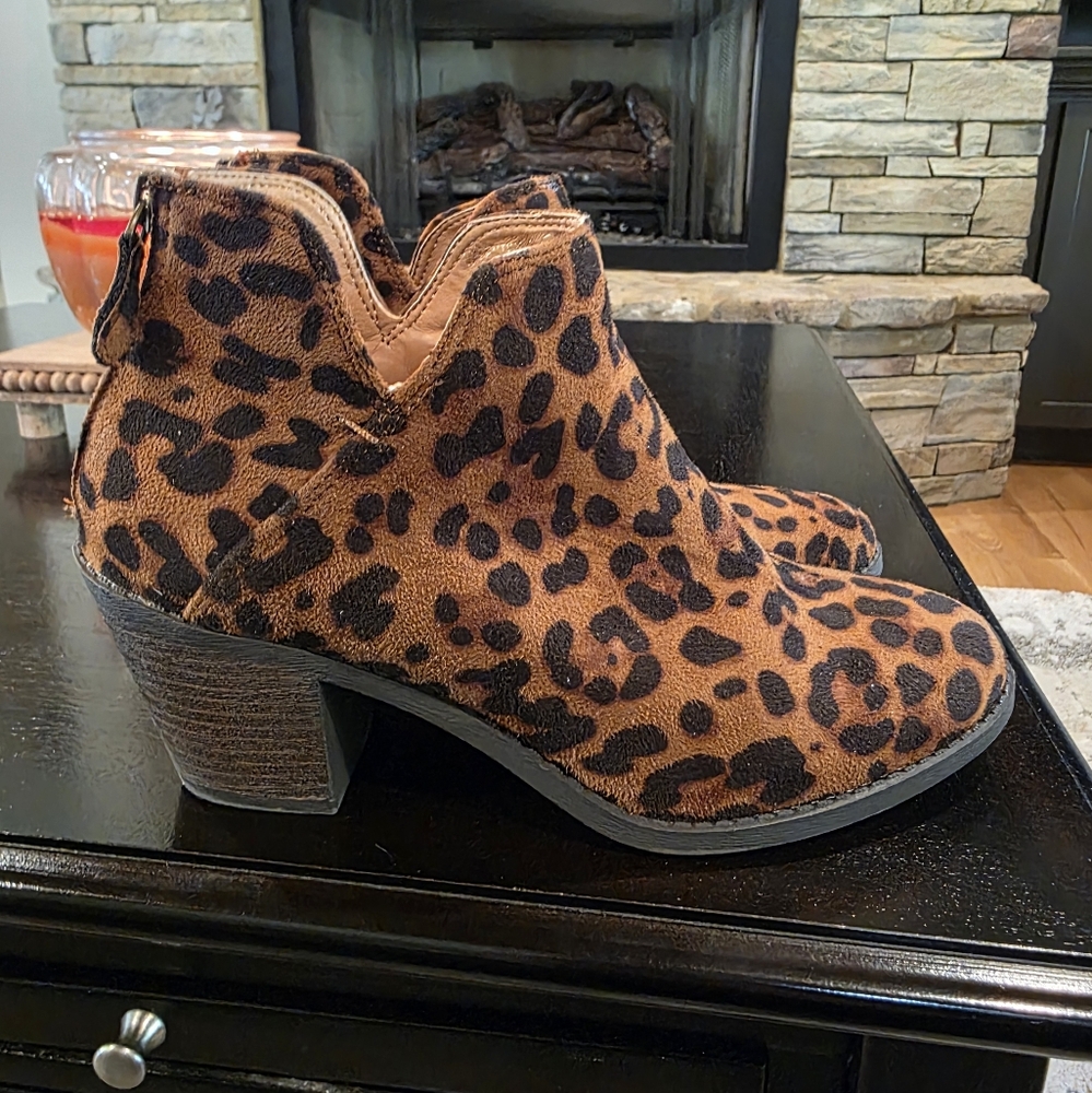 Leopard Print Ankle Boots-NIB